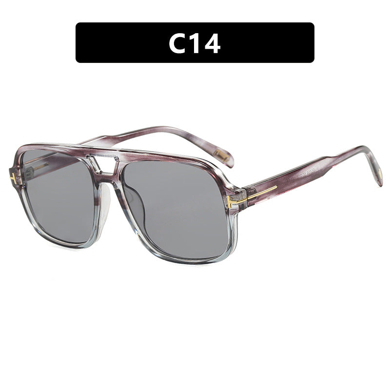 Pilot retro double beam sunglasses, new high-end sunglasses, UV resistant sunglasses, trendy