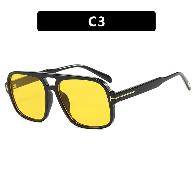 Pilot retro double beam sunglasses, new high-end sunglasses, UV resistant sunglasses, trendy