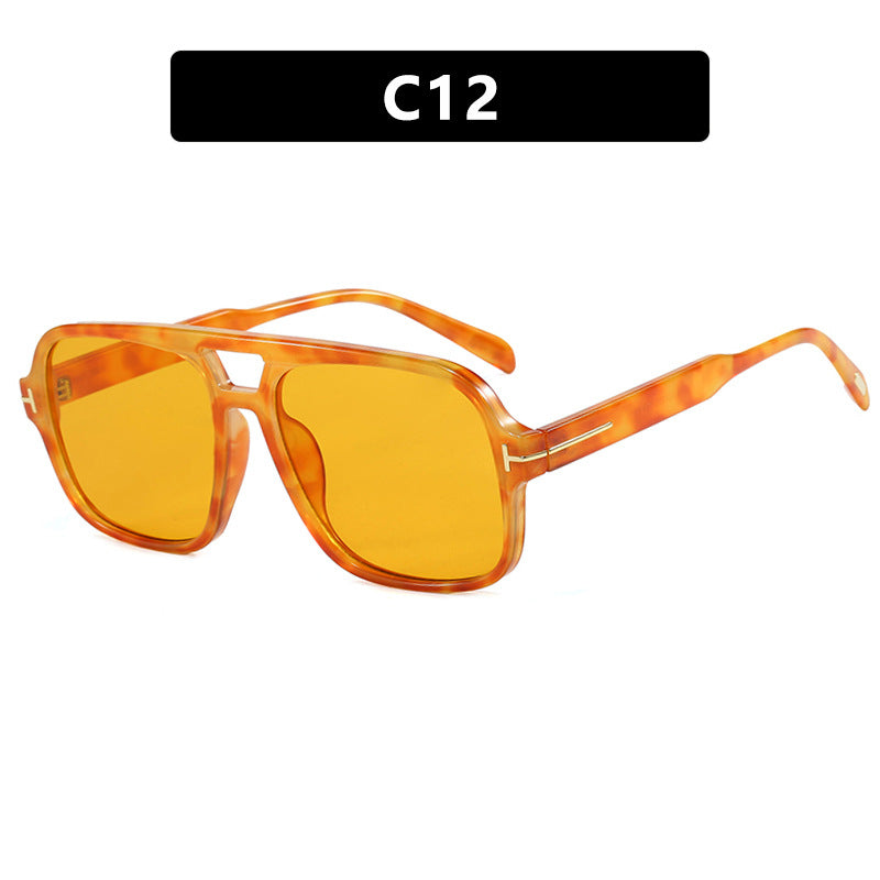 Pilot retro double beam sunglasses, new high-end sunglasses, UV resistant sunglasses, trendy