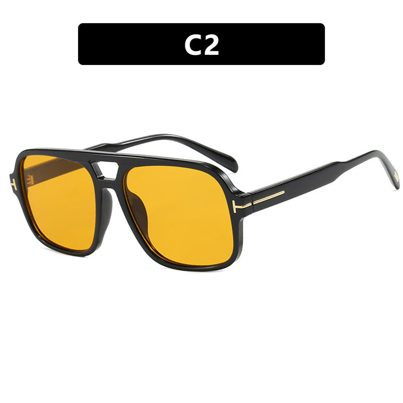 Pilot retro double beam sunglasses, new high-end sunglasses, UV resistant sunglasses, trendy