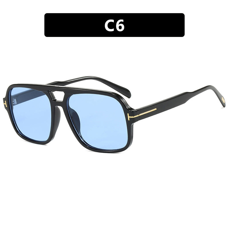 Pilot retro double beam sunglasses, new high-end sunglasses, UV resistant sunglasses, trendy